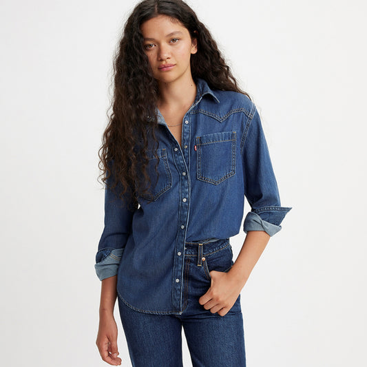 LEVI'S® WOMEN'S TEODORA WESTERN SHIRT - DARK INDIGO WORN IN