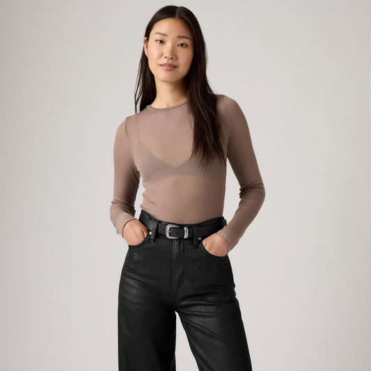 LEVI'S® WOMEN'S SHEER LONG-SLEEVE LAYERING TOP - NEUTRAL