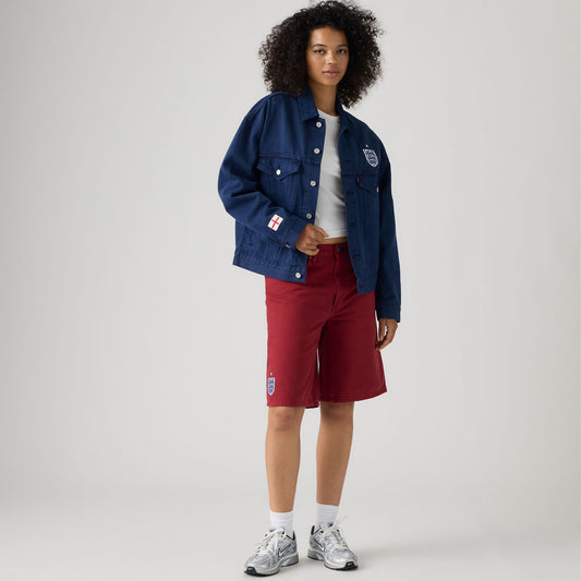 LEVI'S® ENGLAND FOOTBALL 478 BAGGY SHORTS - LIGHT INDIGO - WORN IN