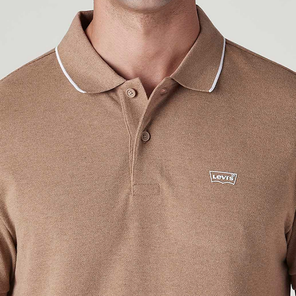 LEVI'S® MEN'S SOLID TAN POLO T-SHIRT - NEUTRAL