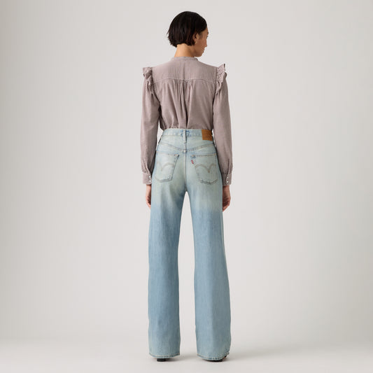 LEVI'S® WOMEN'S RIBCAGE WIDE-LEG JEANS - MED INDIGO - WORN IN