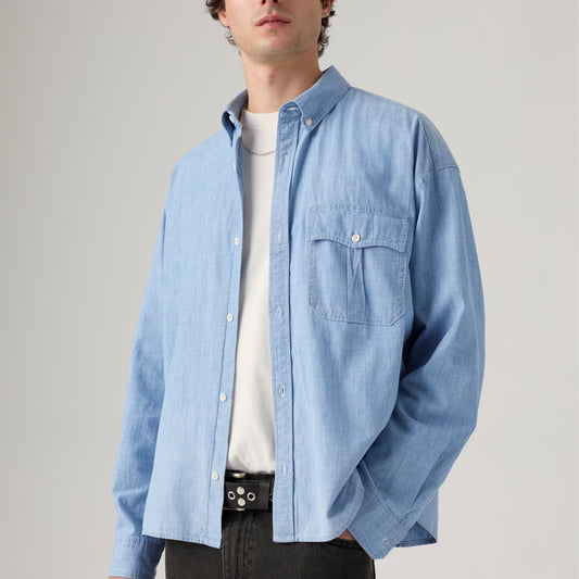 LEVI'S® MEN'S ZANDT CROPPED SHIRT - LIGHT INDIGO - WORN IN