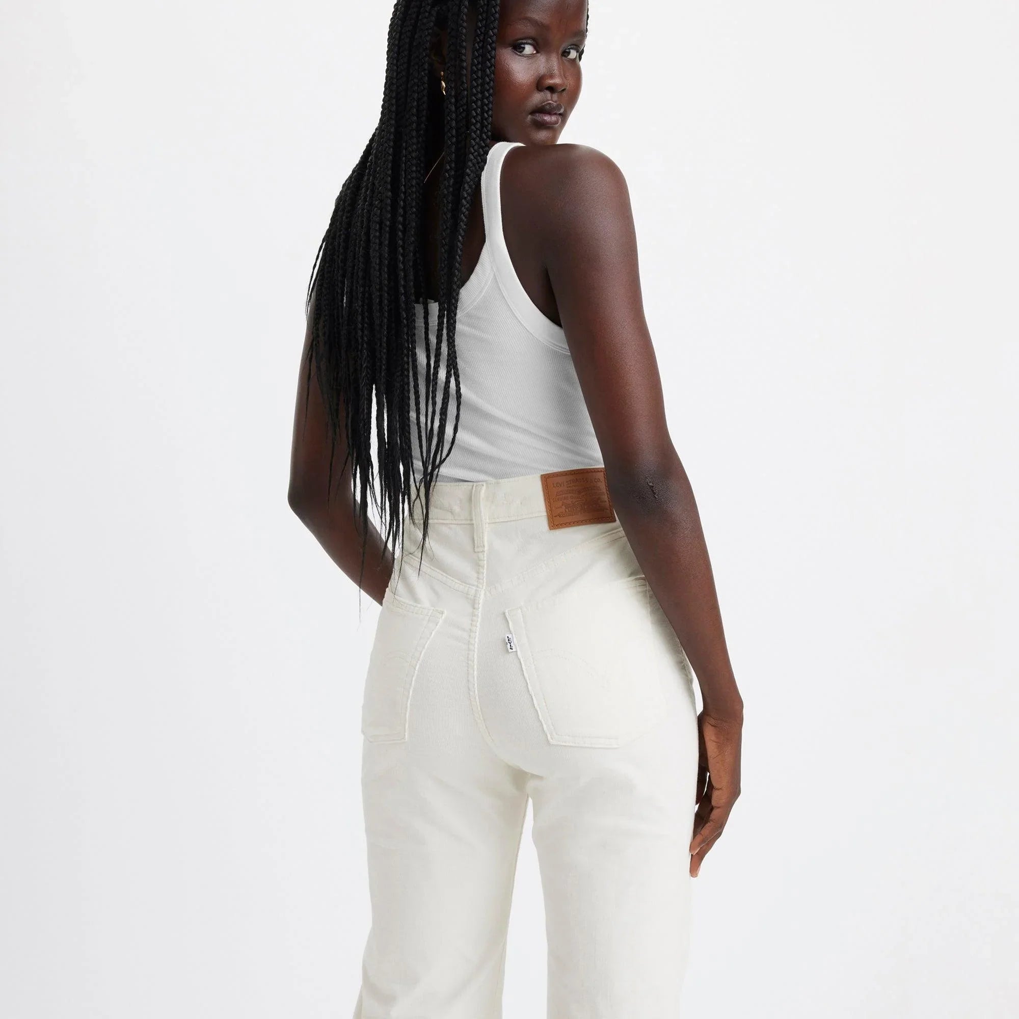 RIBCAGE BELL JEANS - WHITE