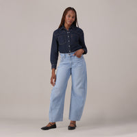LEVI'S® WOMEN'S CINCH BARREL JEANS - MED INDIGO - WORN IN