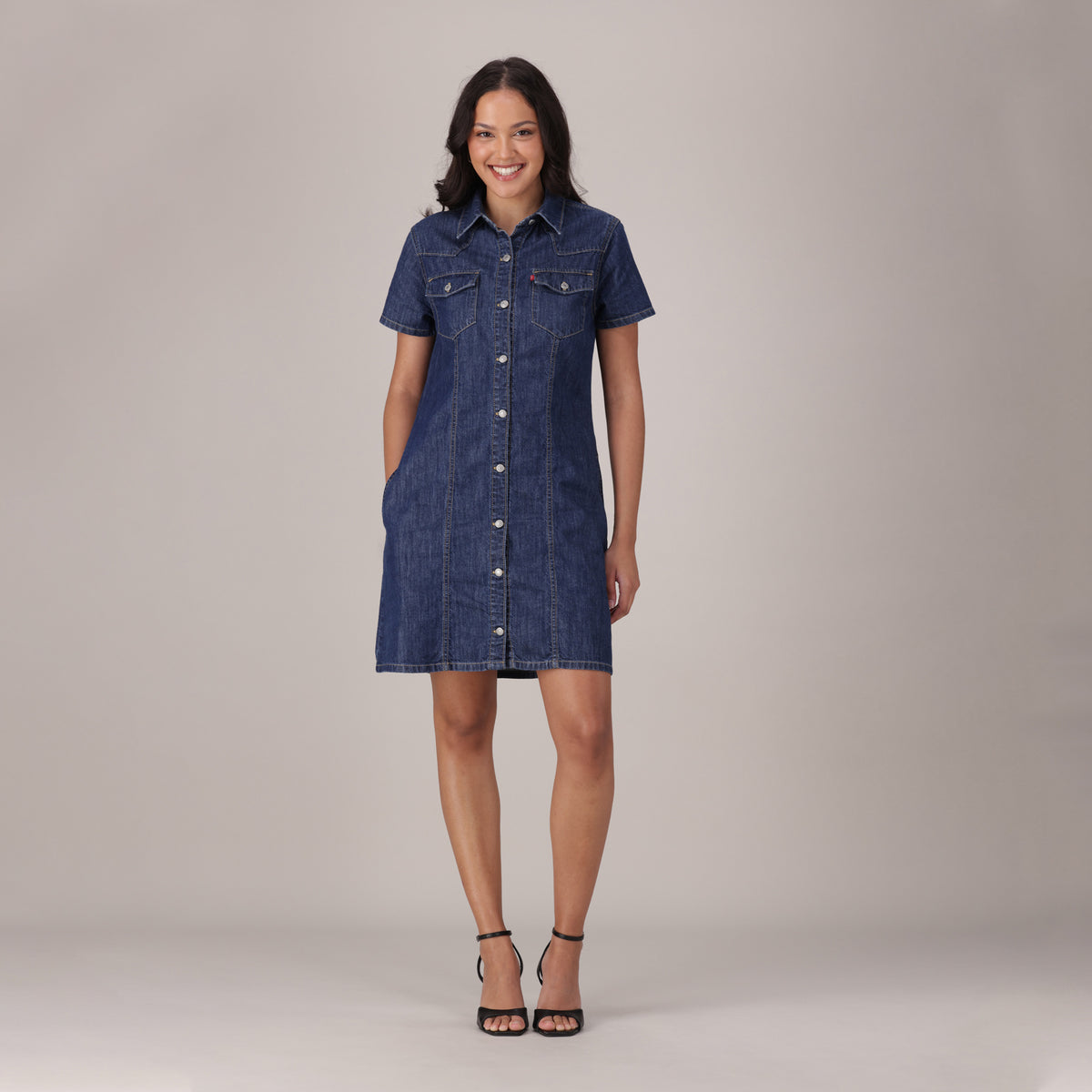 LEVI'S® WOMEN'S TRACE WESTERN DRESS - MED INDIGO - WORN IN
