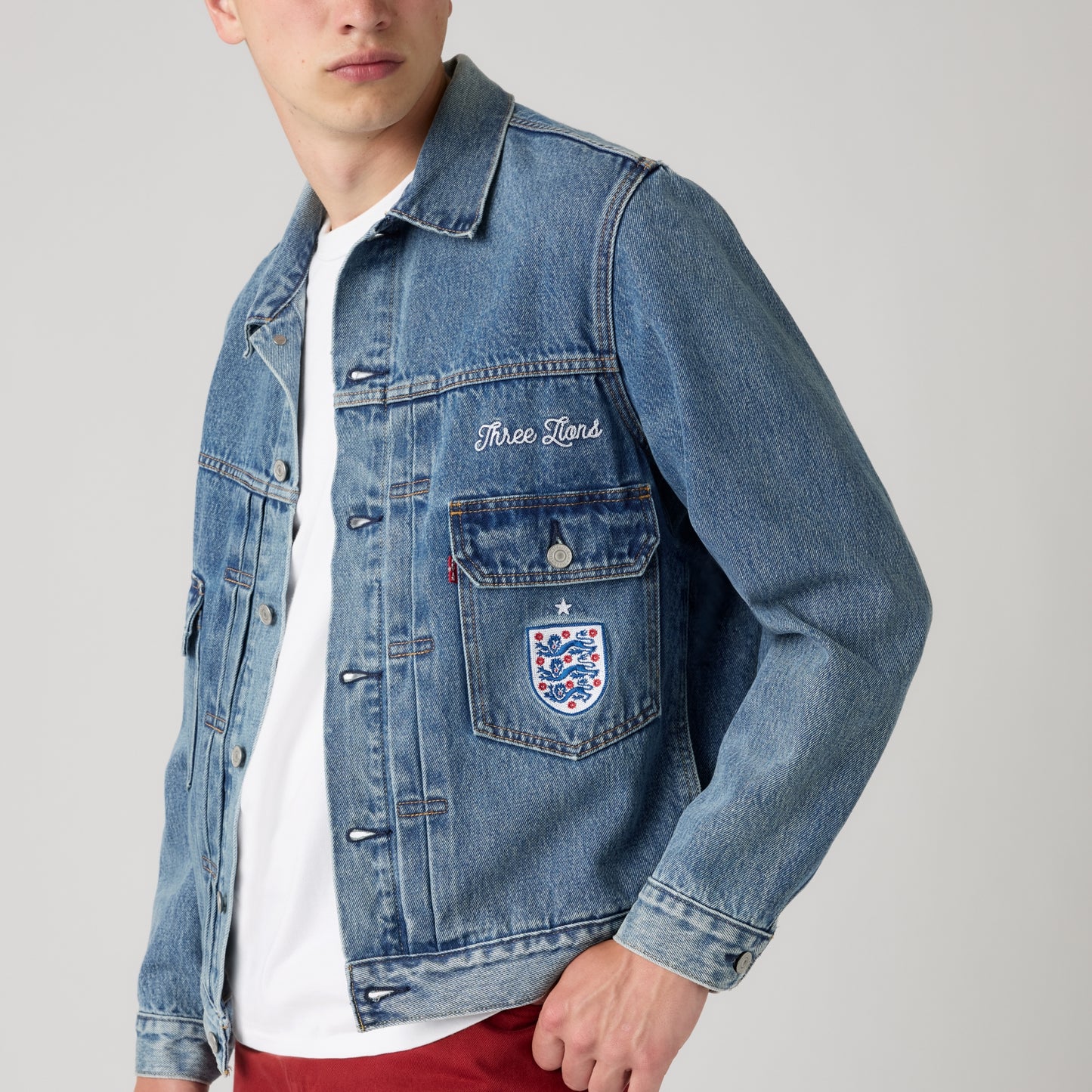 LEVI'S® ENGLAND FOOTBALL TYPE II TRUCKER JACKET - DARK INDIGO  WORN IN