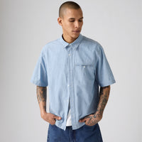 LEVI'S® MEN'S SHORT-SLEEVE ZANDT CROPPED SHIRT - LIGHT INDIGO - WORN IN