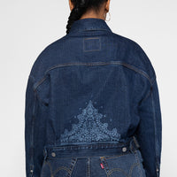 LEVI'S® WOMEN'S LIMITED EDITION LOOSE CROP TRUCKER JACKET - DARK INDIGO - FLAT FINISH