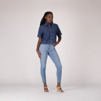 LEVI'S® WOMEN'S 720 HIGH-RISE SUPER SKINNY JEANS - MED INDIGO - WORN IN