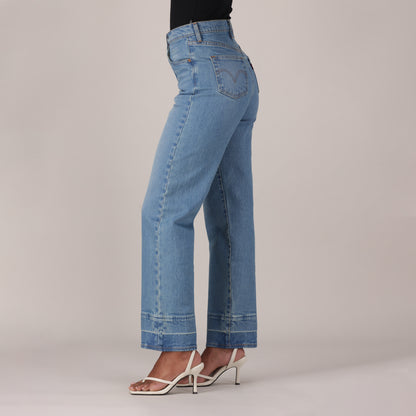 LEVI'S® WOMEN'S RIBCAGE STRAIGHT ANKLE JEANS - MED INDIGO - WORN IN