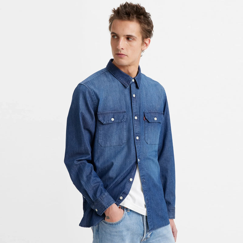 LEVI'S® MEN'S JACKSON WORKER OVERSHIRT - DARK INDIGO - WORN IN