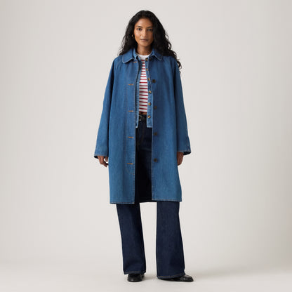 LEVI'S® WOMEN'S FRANKIE MAC TRENCH COAT - DARK INDIGO FLAT FINISH