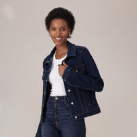 LEVI’S® WOMEN'S ORIGINAL TRUCKER JACKET - DARK INDIGO - FLAT FINISH
