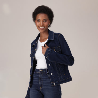LEVI’S® WOMEN'S ORIGINAL TRUCKER JACKET - DARK INDIGO - FLAT FINISH