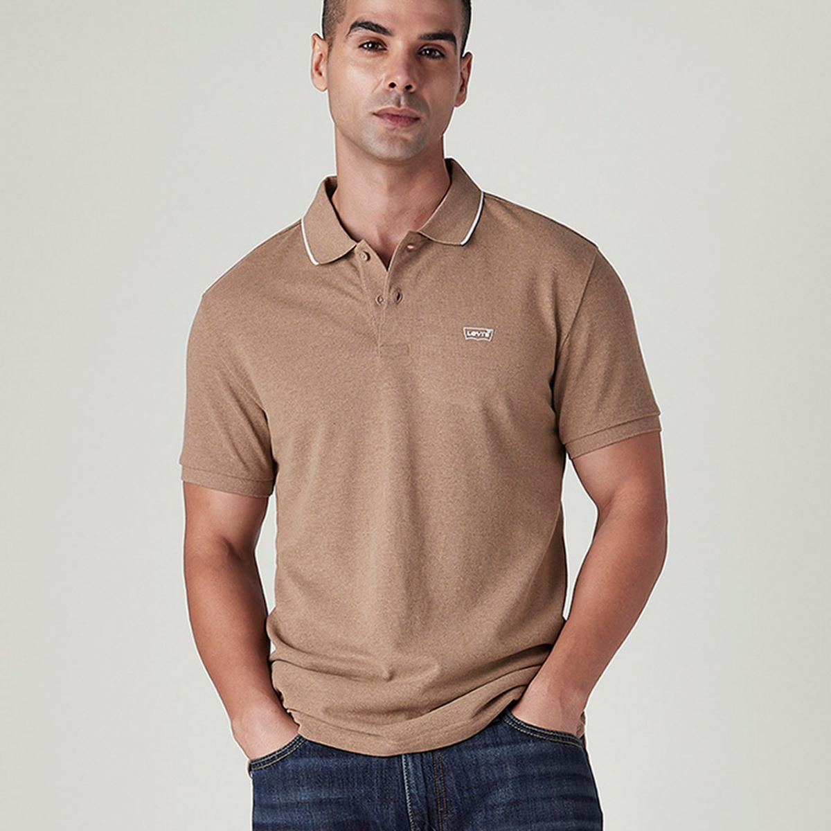 LEVI'S® MEN'S SOLID TAN POLO T-SHIRT - NEUTRAL