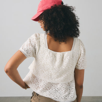 LEVI'S® WOMEN'S DOM SHORT-SLEEVE LACE BLOUSE - WHITE