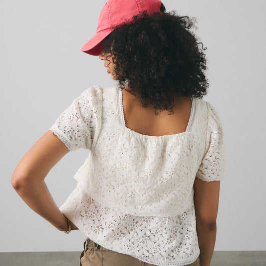 LEVI'S® WOMEN'S DOM SHORT-SLEEVE LACE BLOUSE - WHITE