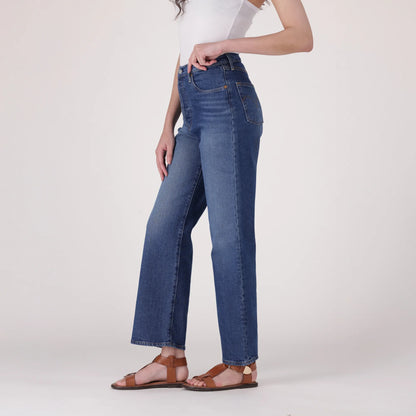 LEVI'S® WOMEN'S RIBCAGE STRAIGHT ANKLE JEANS - DARK INDIGO - WORN IN