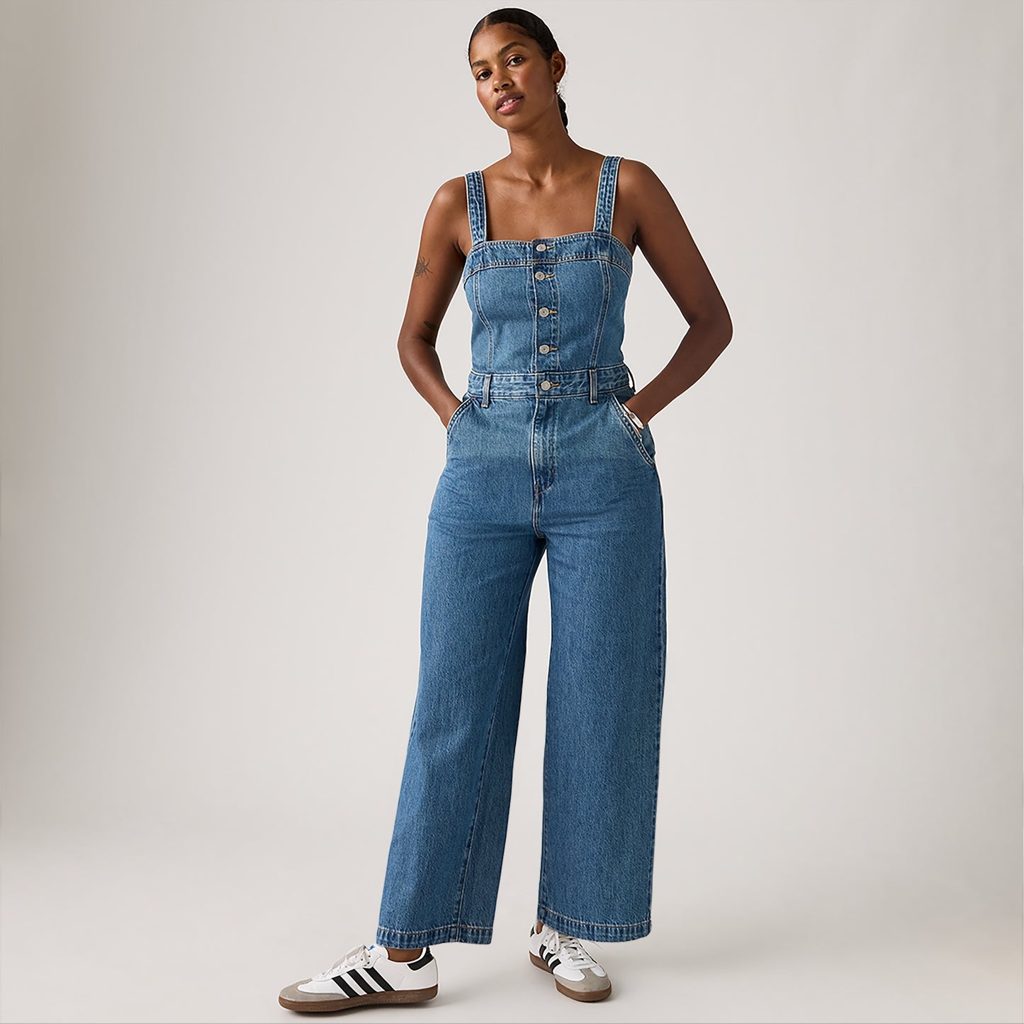 LEVI'S® WOMEN'S DREA JUMPSUIT - MED INDIGO - FLAT FINISH