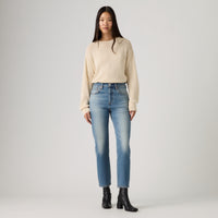 LEVI'S® WOMEN'S CROPPED 501 ORIGINAL® JEANS - MED INDIGO - WORN IN
