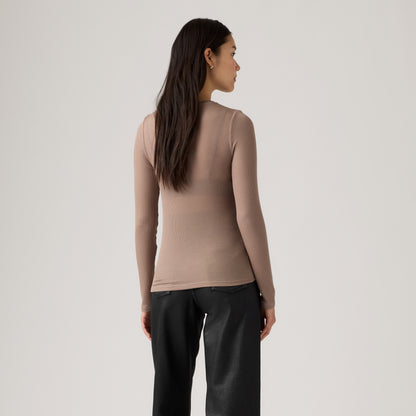LEVI'S® WOMEN'S SHEER LONG-SLEEVE LAYERING TOP - NEUTRAL