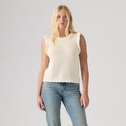 LEVI'S® WOMEN'S LULU FLUTTER SLEEVE SWEATER TANK - WHITE