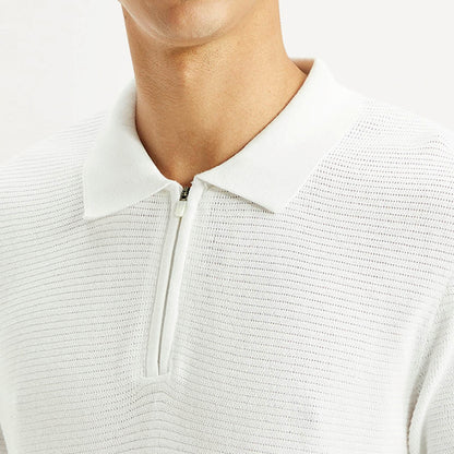 LEVI'S® MEN'S TEXTURED WHITE SLIM FIT POLO T-SHIRT - WHITE