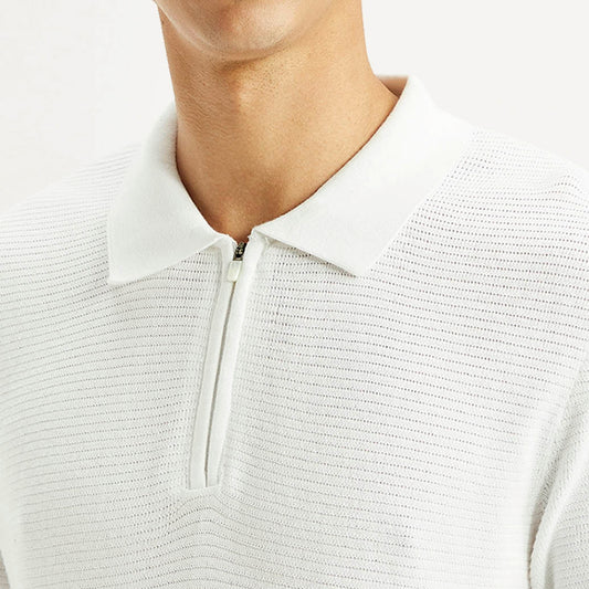 LEVI'S® MEN'S TEXTURED WHITE SLIM FIT POLO T-SHIRT - WHITE