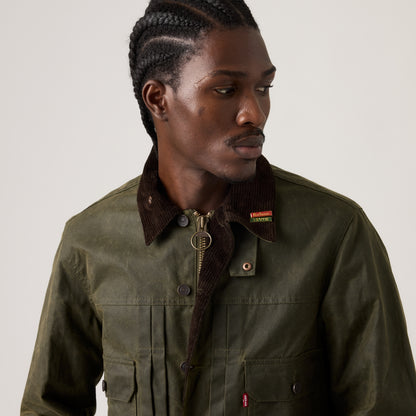 LEVI'S® X BARBOUR TYPE II WAXED TRUCKER JACKET - GREEN
