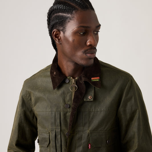 LEVI'S® X BARBOUR TYPE II WAXED TRUCKER JACKET - GREEN
