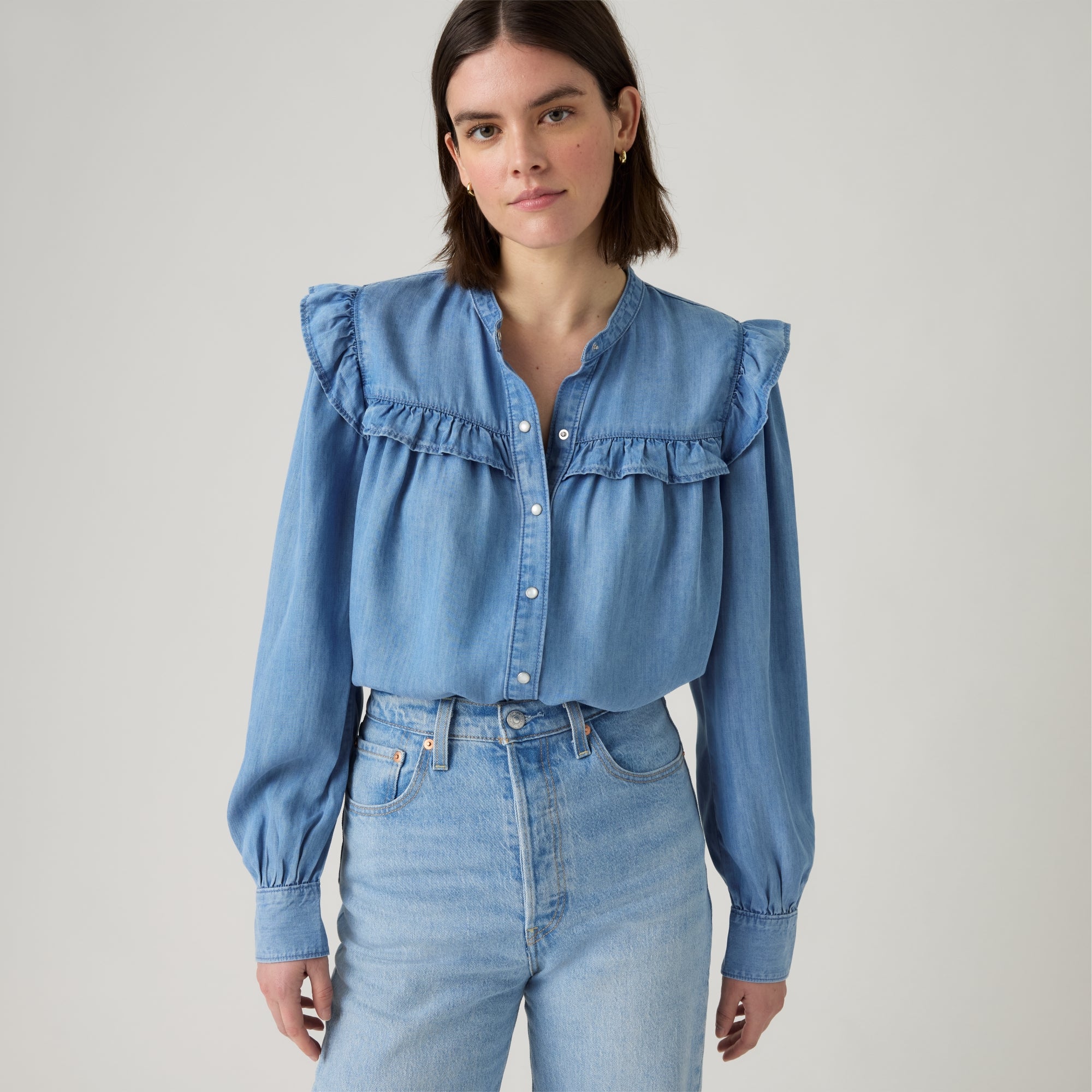 LEVI'S® WOMEN'S GIANNA LONG-SLEEVE BLOUSE - MULTI COLOUR