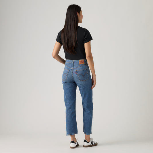 LEVI'S® WOMEN'S RIBCAGE STRAIGHT ANKLE JEANS - MED INDIGO - WORN IN