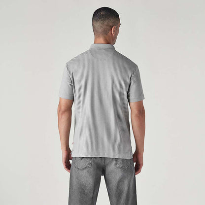 LEVI'S® MEN'S TEXTURED GREY RIBBED POLO T-SHIRT - GREY