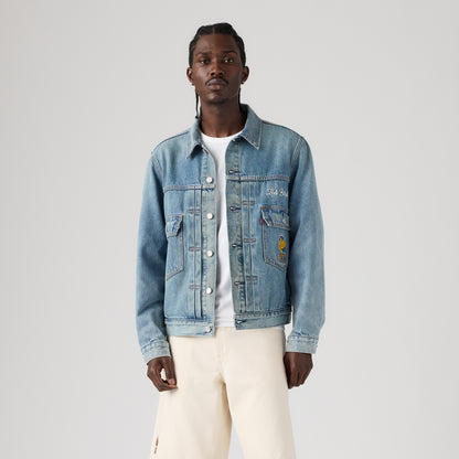 LEVI'S® FRANCE FOOTBALL TYPE II TRUCKER JACKET - DARK INDIGO  WORN IN