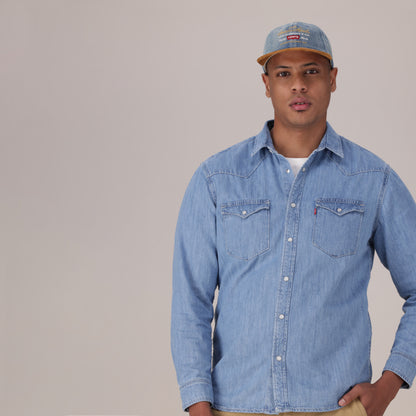 LEVI'S® MEN'S CLASSIC STANDARD FIT WESTERN SHIRT - MED INDIGO - FLAT FINISH
