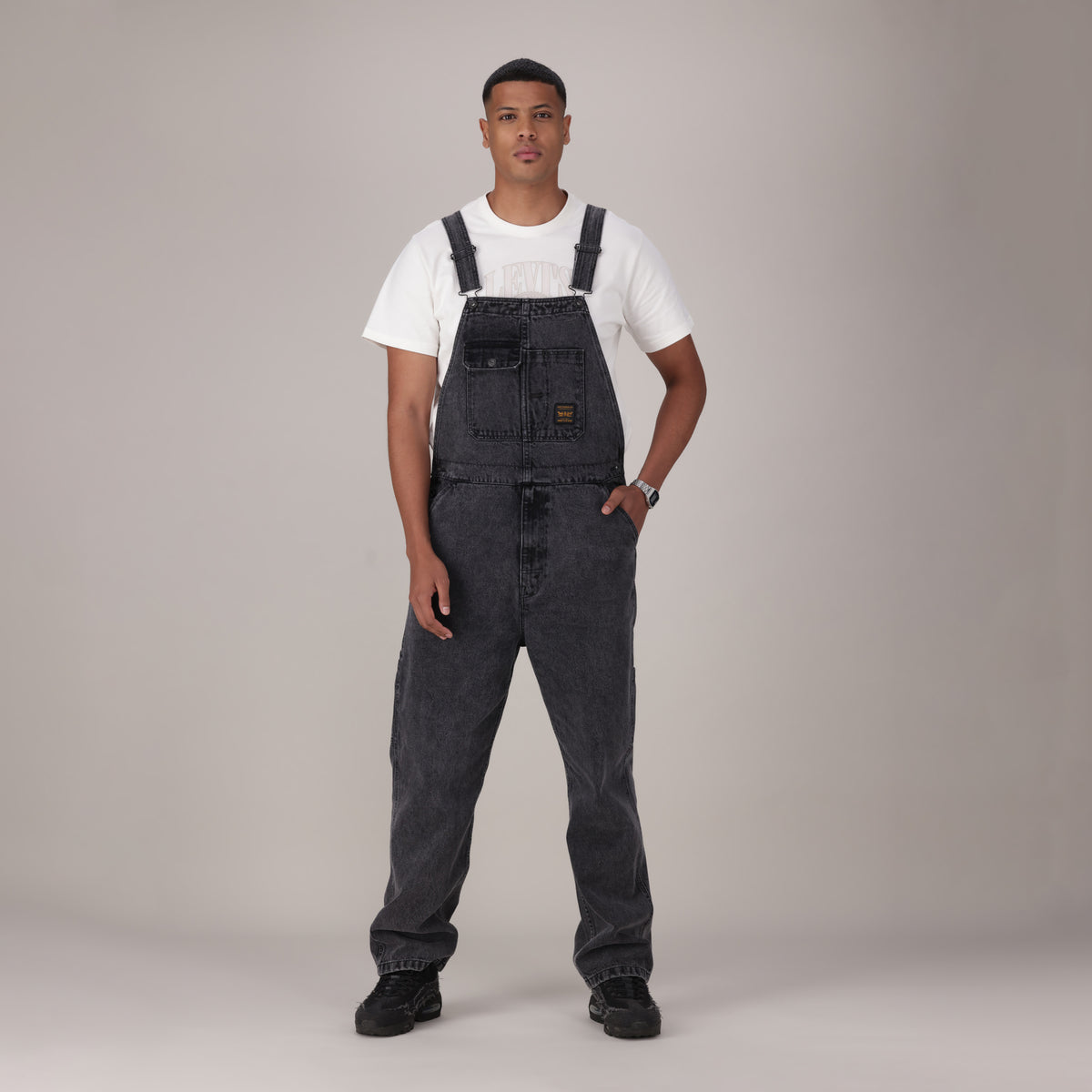 LEVI'S® MEN'S LOOSE OVERALLS - MED INDIGO - WORN IN