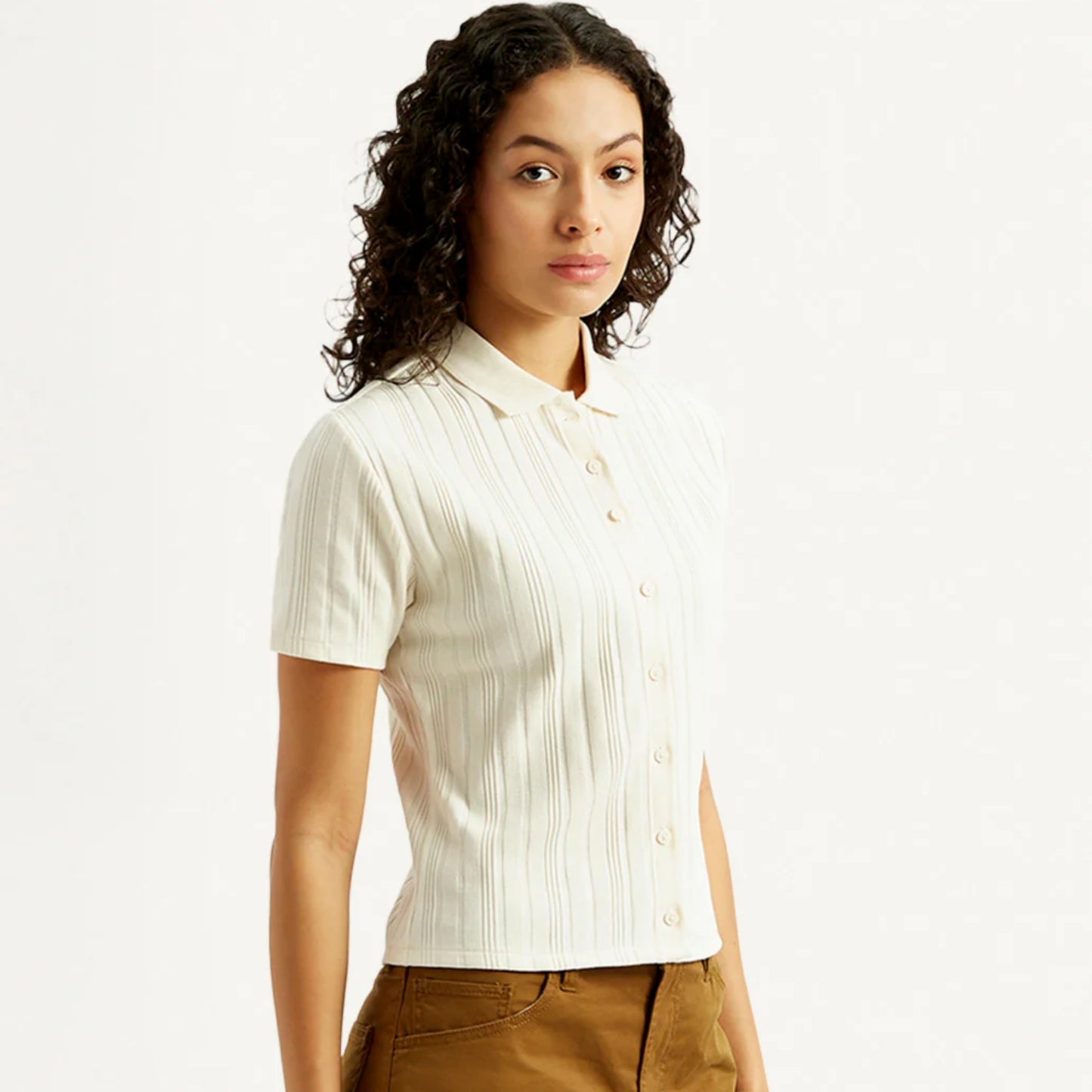 LEVI'S®WOMEN'S TEXTURED SLIM FIT SHIRT - WHITE
