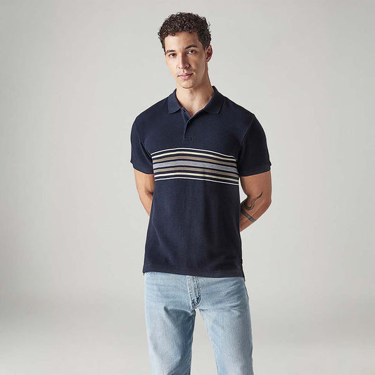 LEVI'S® MEN'S STRIPED NAVY POLO T-SHIRT - BLUE