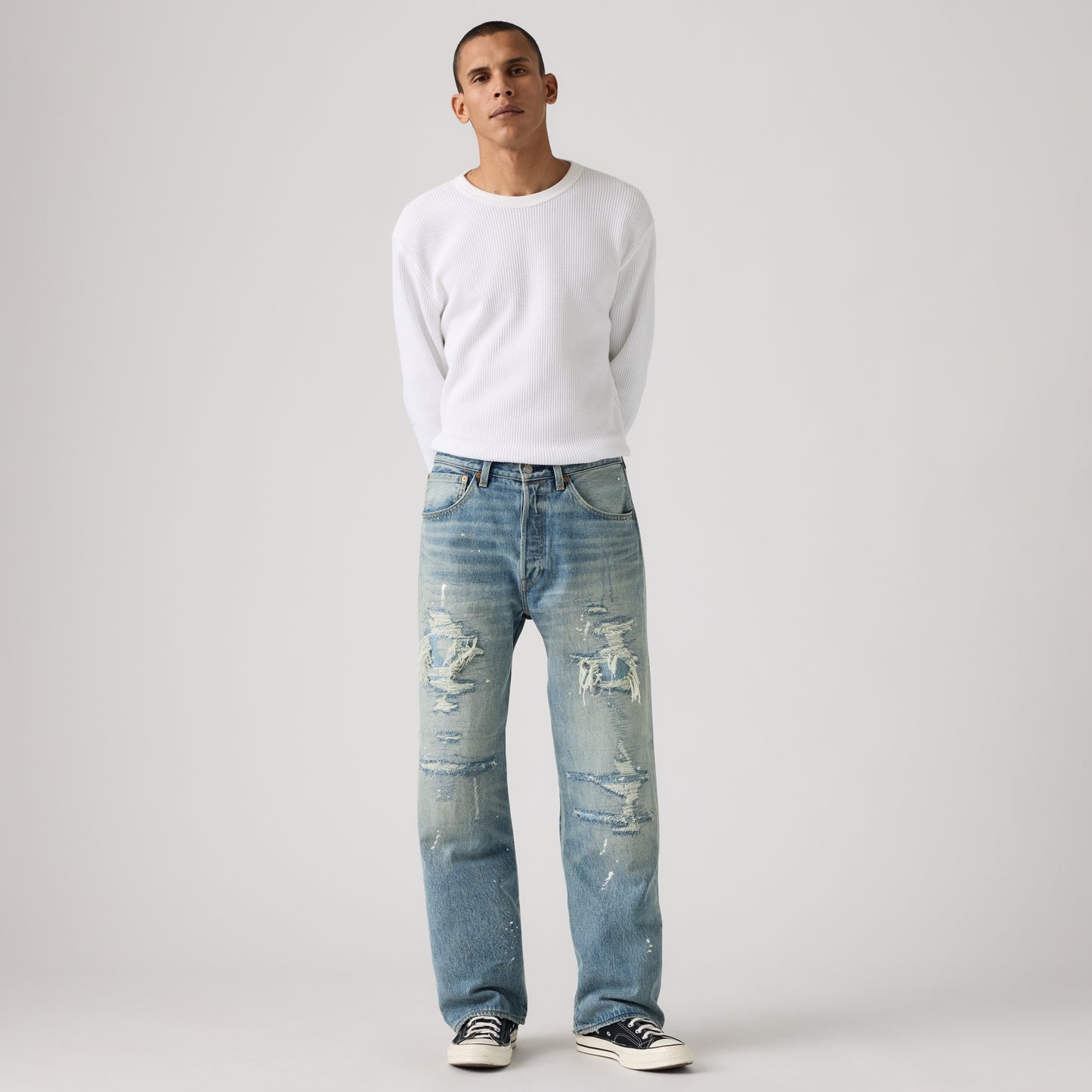 LEVI'S® MEN'S 501® LOOSE JEANS - MED INDIGO - WORN IN