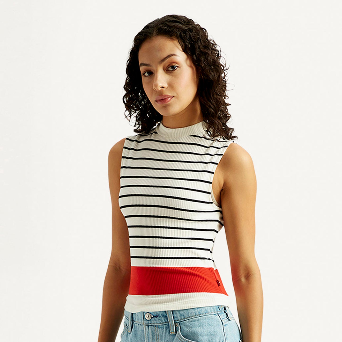 Levi's® Women's Striped Off White Collar Neck Top