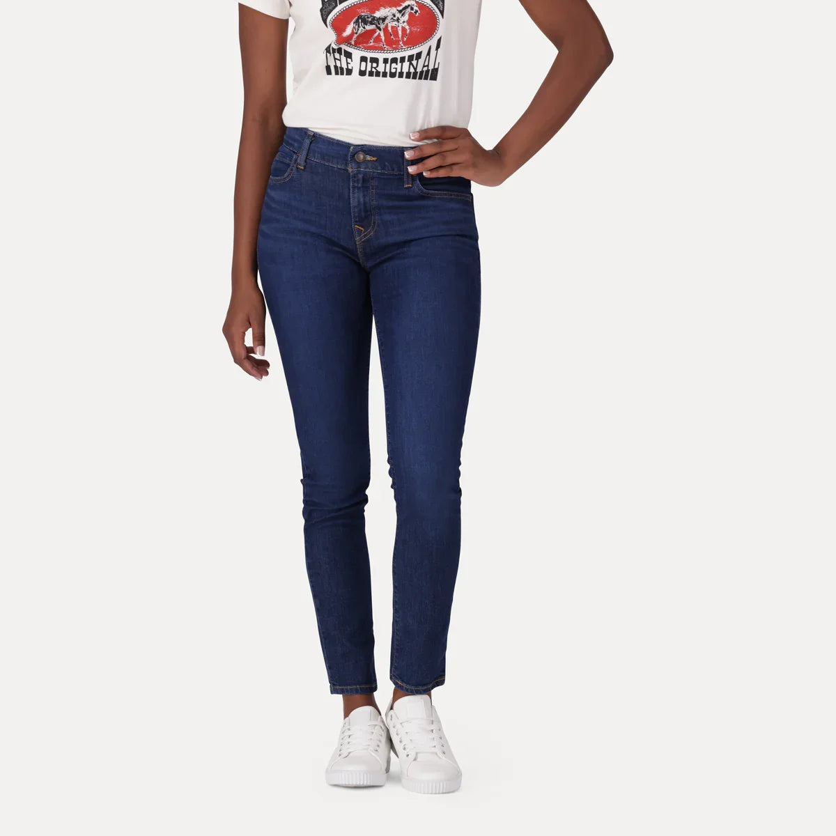 LEVI’S® WOMEN'S 710 MID-RISE SUPER SKINNY JEANS - DARK INDIGO - WORN IN