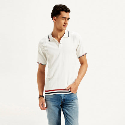 LEVI’S® MEN'S STRIPED SLIM FIT POLO T-SHIRT - WHITE