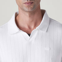 LEVI'S® MEN'S TEXTURED WHITE RIBBED POLO T SHIRT - WHITE