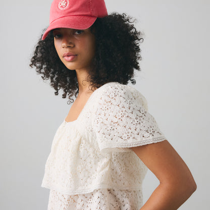 LEVI'S® WOMEN'S DOM SHORT-SLEEVE LACE BLOUSE - WHITE