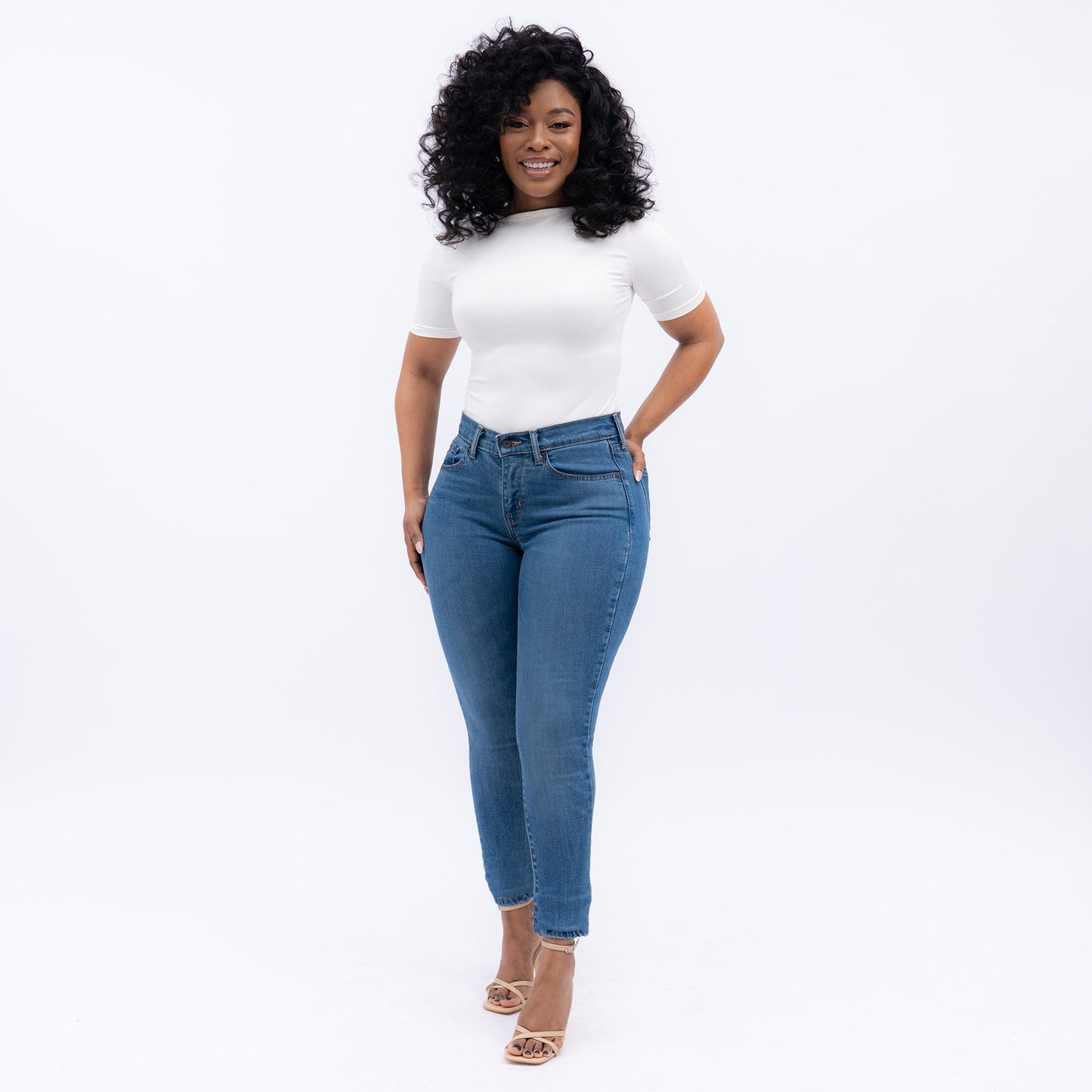 LEVI'S® WOMEN'S CURVY SUPER SKINNY - MED INDIGO - WORN IN