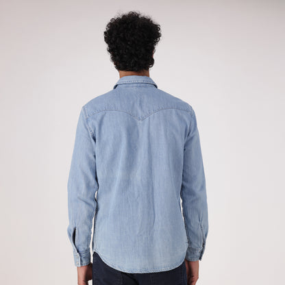 LEVI'S® MEN'S CLASSIC STANDARD FIT WESTERN SHIRT - MED INDIGO - FLAT FINISH