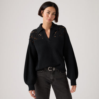 LEVI'S® WOMEN'S BIANCA CROCHET POLO SWEATER - MULTI COLOUR