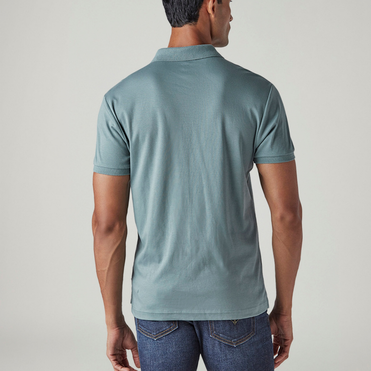 LEVI'S® MEN'S SOLID GREYISH-BLUE INTERLOCK POLO T-SHIRT - BLUE