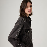 LEVI'S® WOMEN'S SHRUNKEN '90S TRUCKER JACKET - MED INDIGO - WORN IN