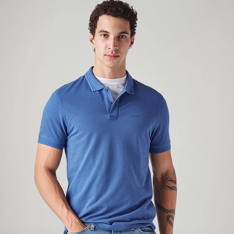 LEVI'S® MEN'S SOLID SLIM FIT COMMUTER POLO T-SHIRT - BLUE